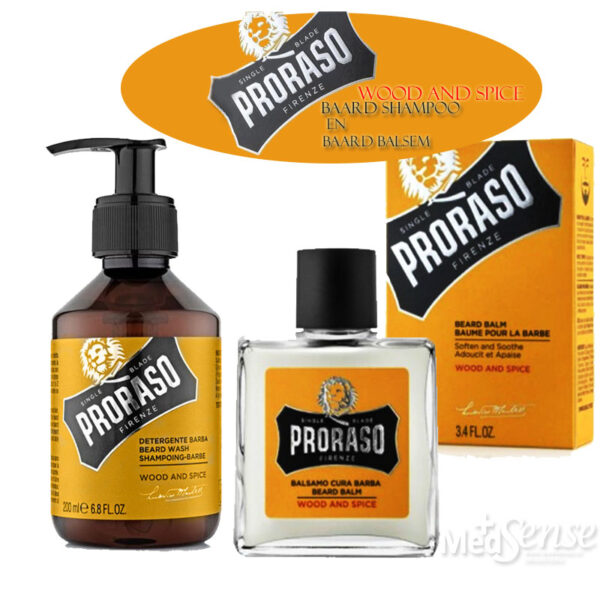 Proraso Wood and Spice – Baardshampoo & Aftershave Balm in een Tasje