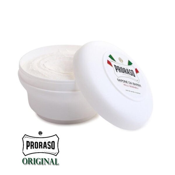 Proraso white pakket- Aftershavebalsem anti- irritatie , Pre Shave Crème en scheerzeep 150g in een practisch tasje - Afbeelding 4