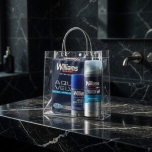 Williams Expert Geschenkset voor Mannen – Aftershave, Deo Stick & Scheerschuim – In een Transparant tasje