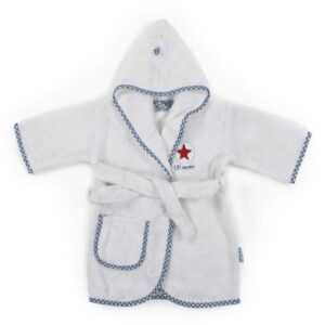 Baby badjas Lief Lifestyle! Katoenen babybadjas met capuchon- Wit-blauw 0-1 jaar - Boy