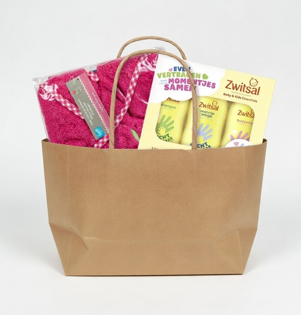 Baby badjas Lief Lifestyle! Katoenen babybadjas met capuchon - Roze - kraamcadeau - 0-1 jaar met Zwitsal Baby & Kids Essentials - Afbeelding 6