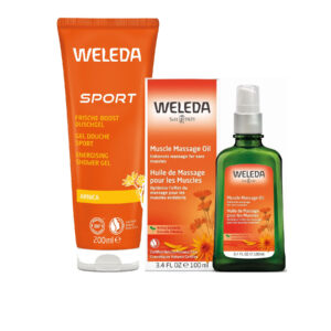 Weleda Sport Set – Douchegel 200 ml & Massageolie 100 ml in een tasje